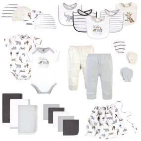 Hudson Baby Layette Baby Starter Set 25pc, Modern Neutral Safari