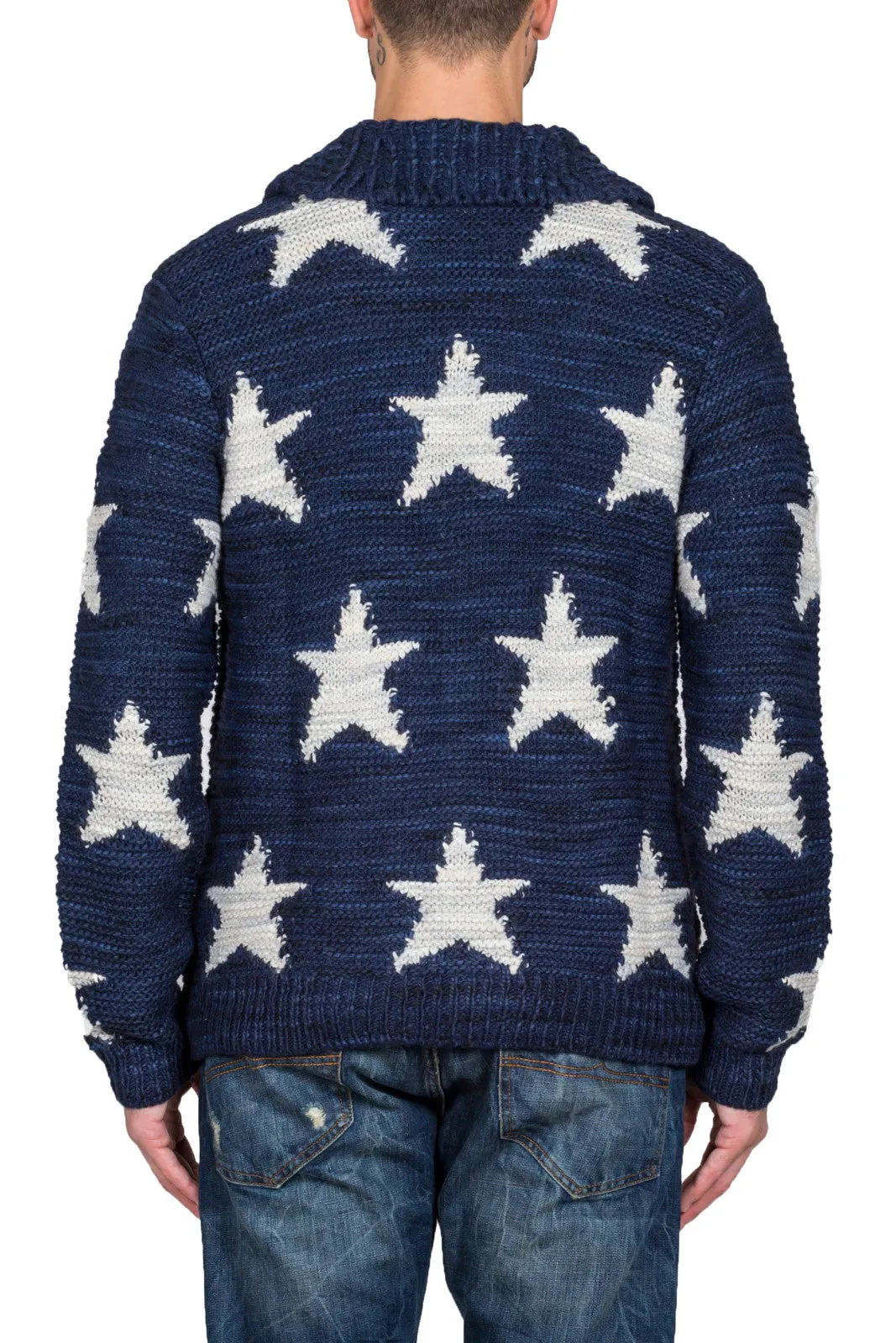 Intarsia-Knit Shawl Cardigan