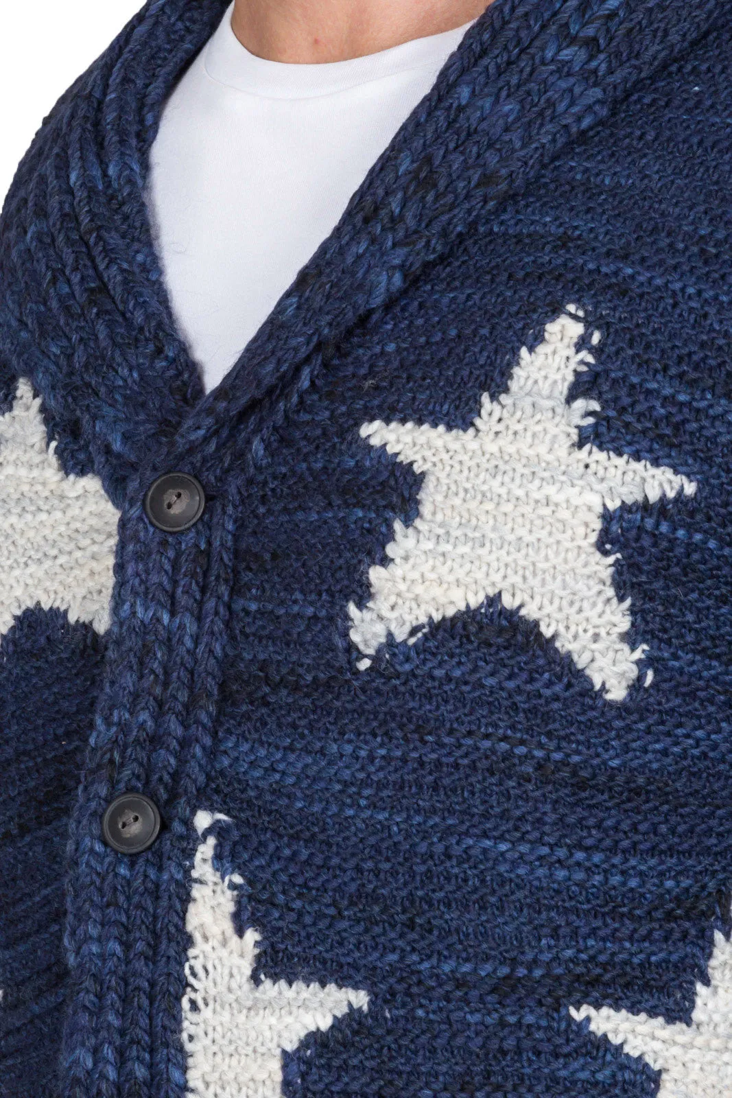 Intarsia-Knit Shawl Cardigan