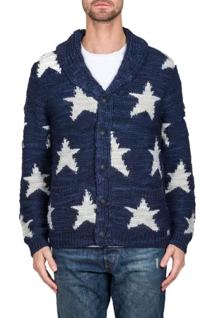 Intarsia-Knit Shawl Cardigan