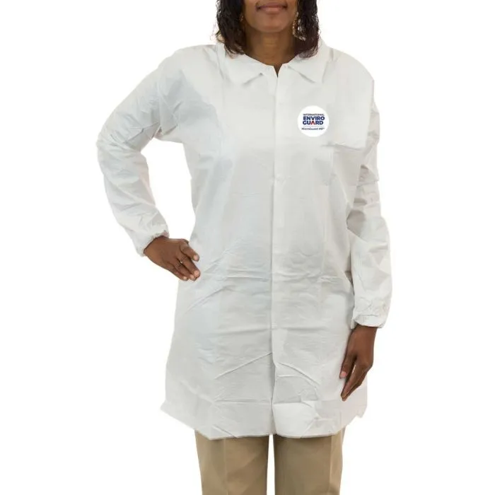 International Enviroguard MicroGuard MP 8046 Microporous Lab Coat, No Pockets, White, Case of 30