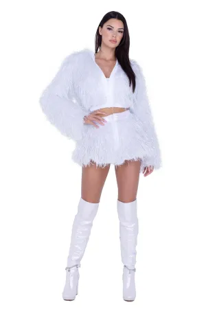 J-Valentine FE298 - Light-Up Lurex Shag Hooded Cropped Jacket