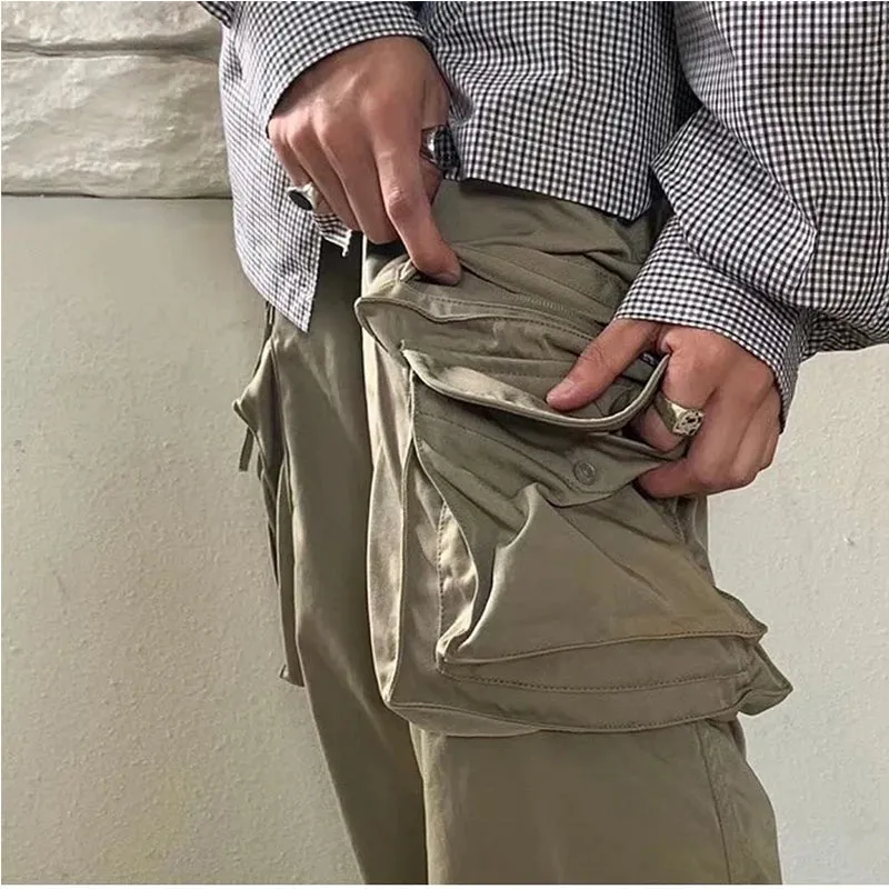 Japanese Retro Multi Pocket Loose Cargo Pants - Functional Cityboy Trousers