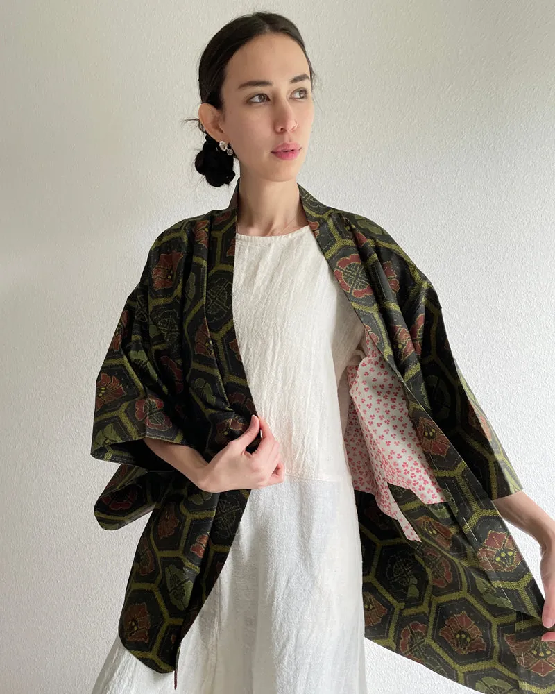 Japanese Traditional Textile Oshima Tsumugi Haori Kimono Jacket