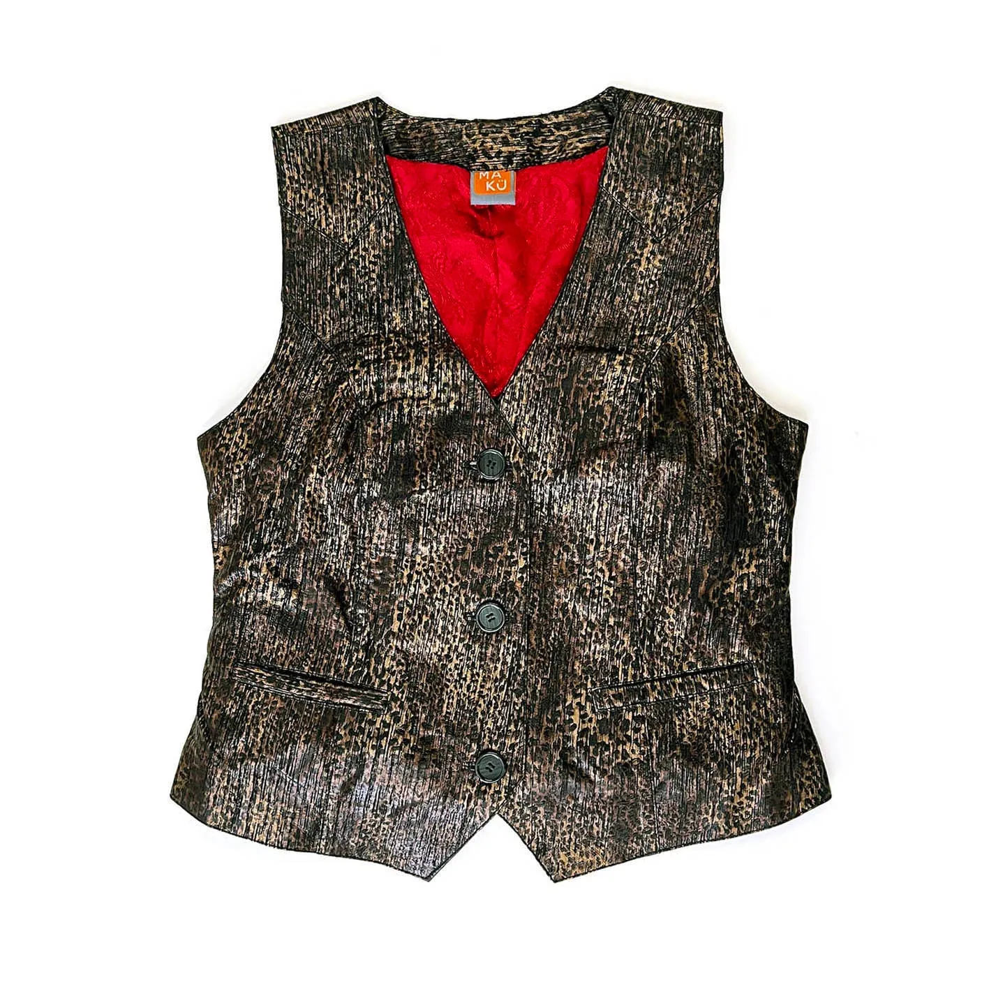 JEPKE Leather Waistcoat / Black Leopard