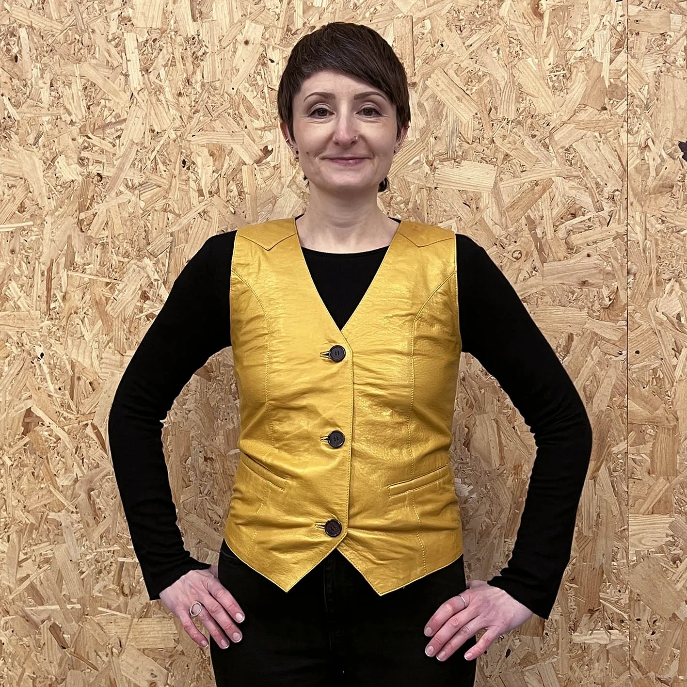 JEPKE Leather Waistcoat / Yellow Gold