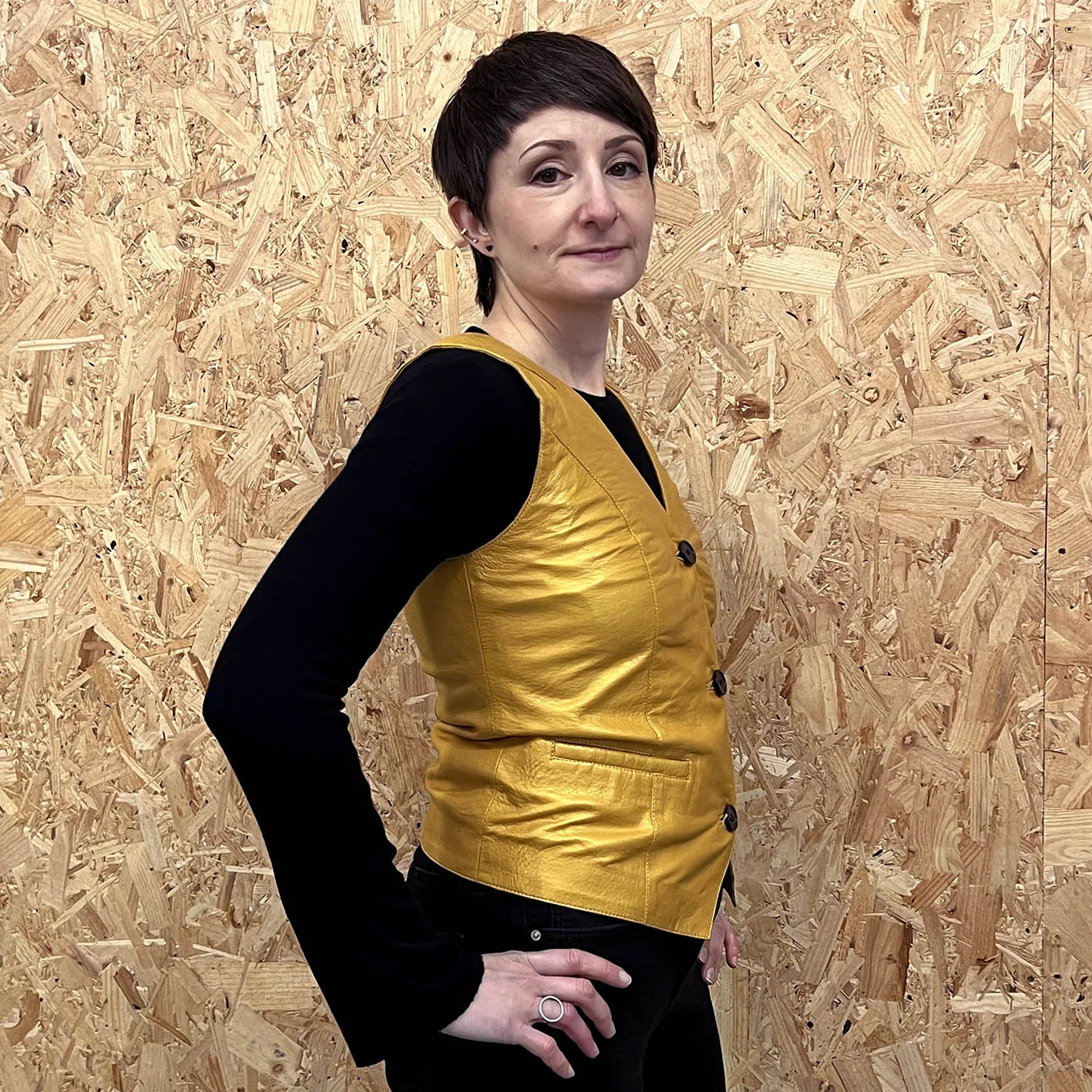 JEPKE Leather Waistcoat / Yellow Gold