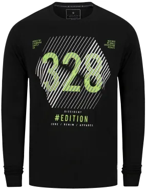 Keystone Motif Cotton Jersey Long Sleeve Top In Jet Black - Dissident