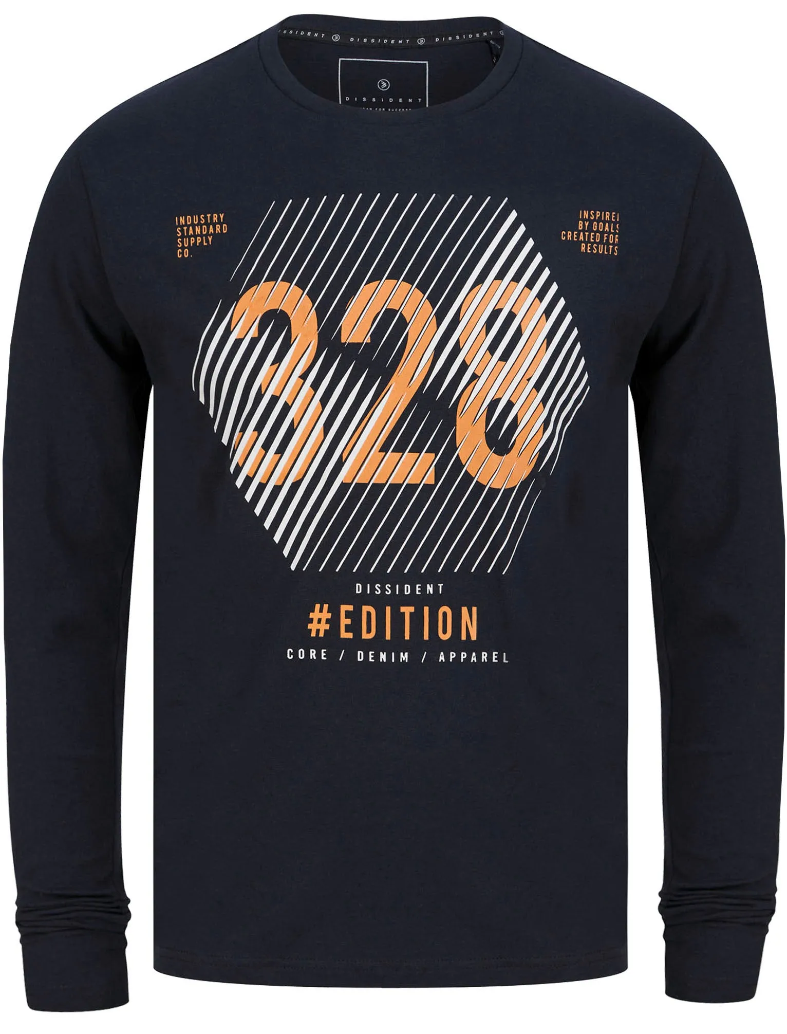 Keystone Motif Cotton Jersey Long Sleeve Top In Sky Captain Navy - Dissident