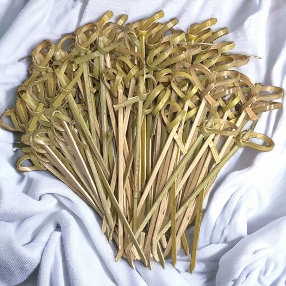 Knotted Bamboo Skewers 90mm Green 100pack