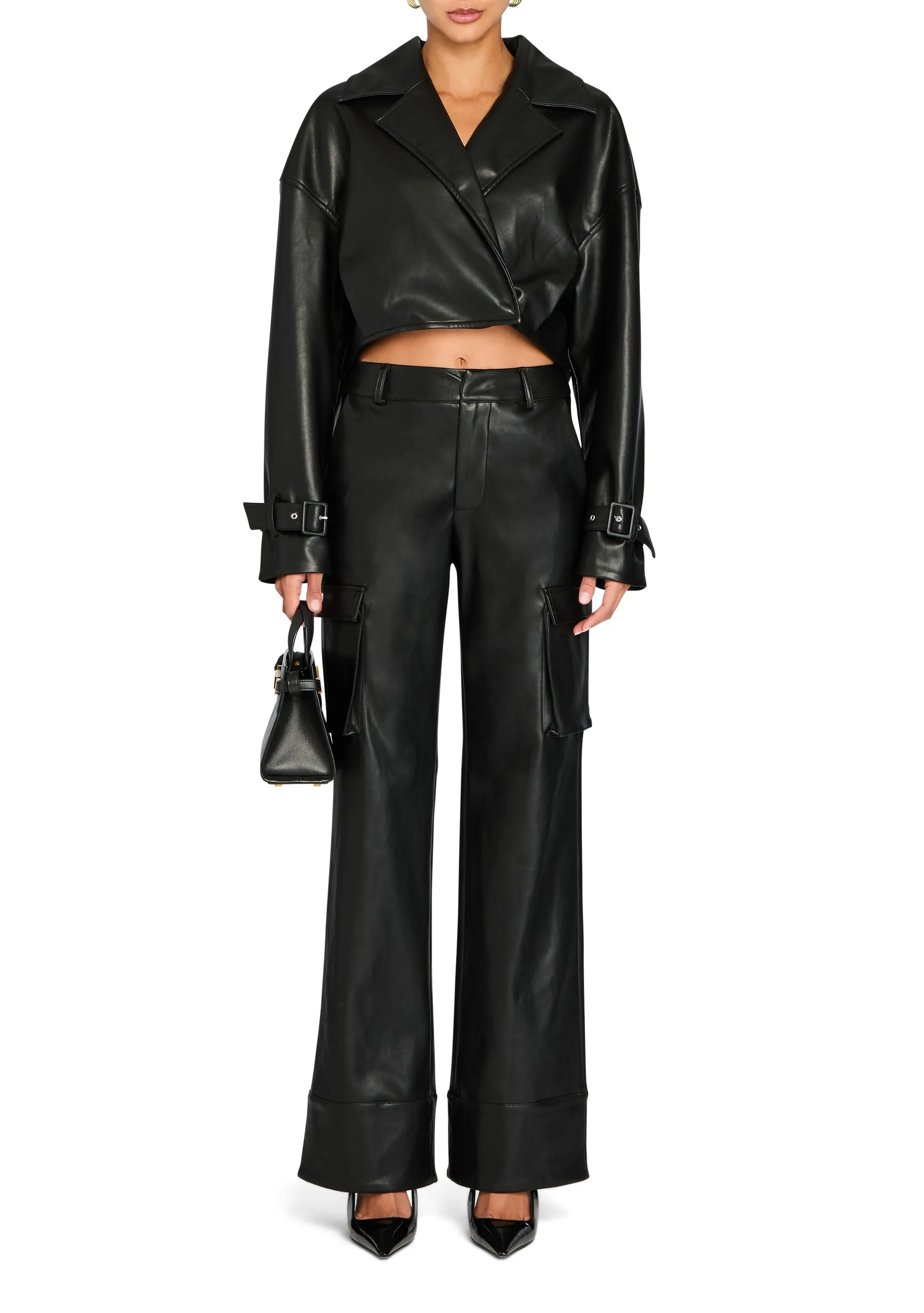 Koda Vegan Leather Cropped Trench