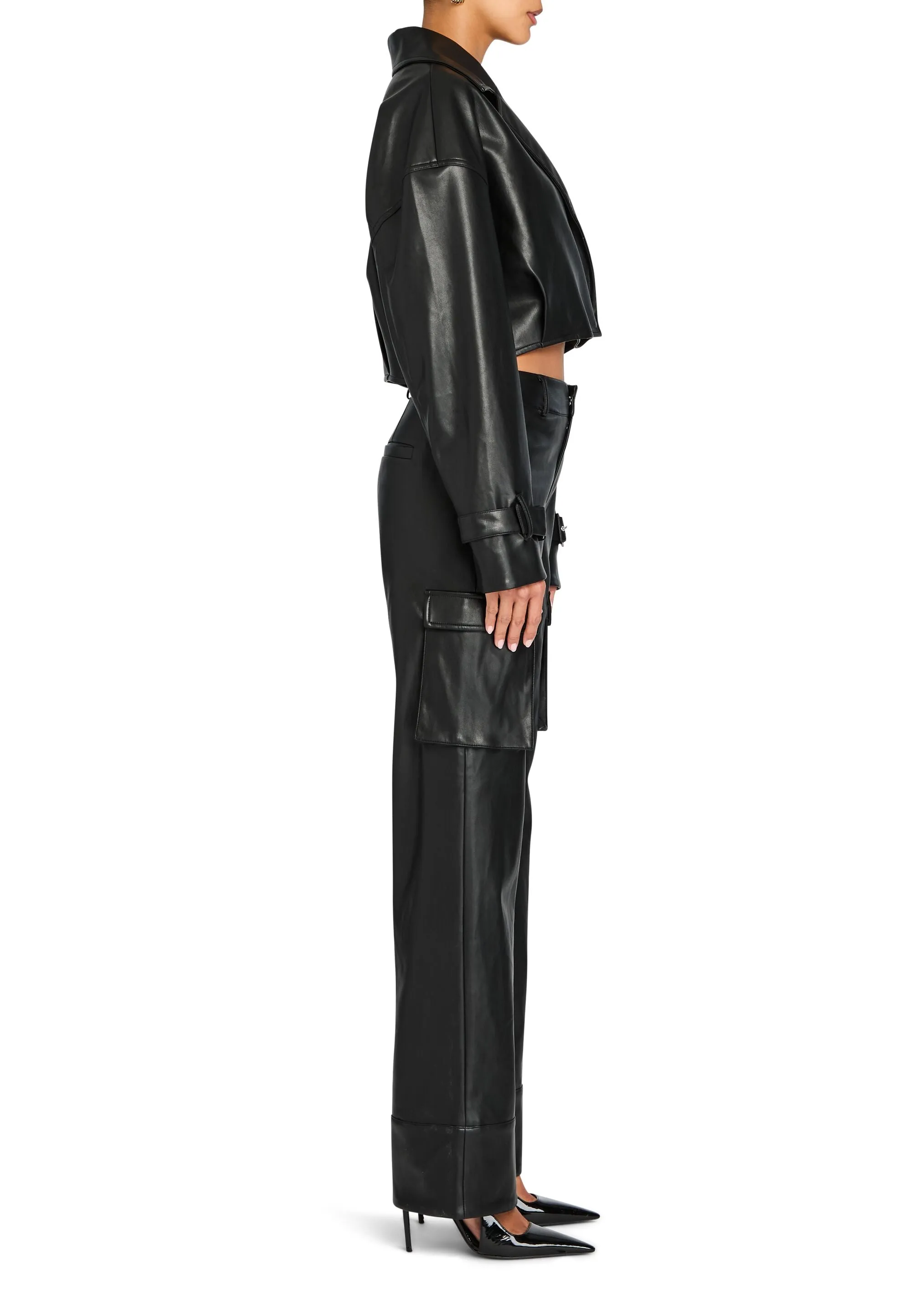 Koda Vegan Leather Cropped Trench