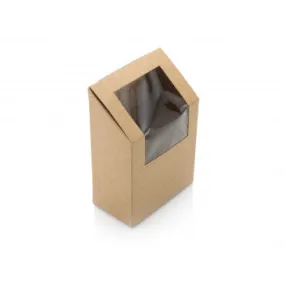Kraft Paper Half Wrap Food Lunch Box with PLA window 13x9cm 5pack