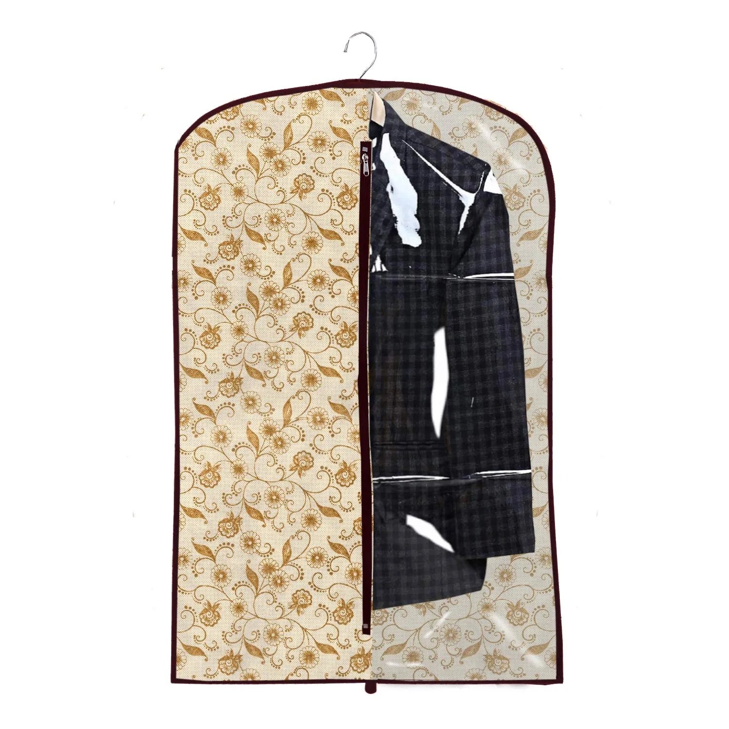 Kuber Industries 4 Pieces Half Transparent Non Woven Men's Coat Blazer Suit Cover (Brown & Royal Blue) -CTKTC41529