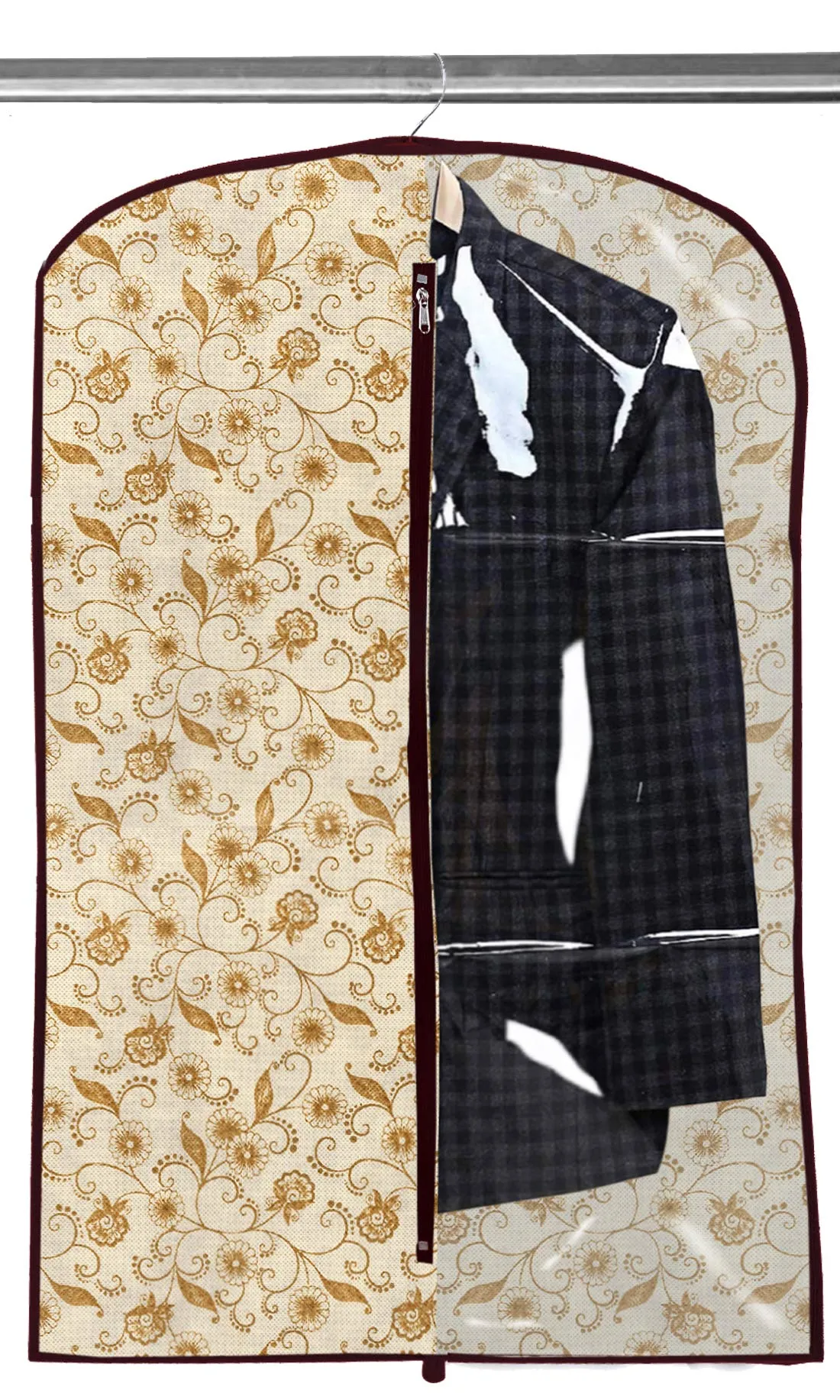 Kuber Industries 4 Pieces Half Transparent Non Woven Men's Coat Blazer Suit Cover (Brown & Royal Blue) -CTKTC41529