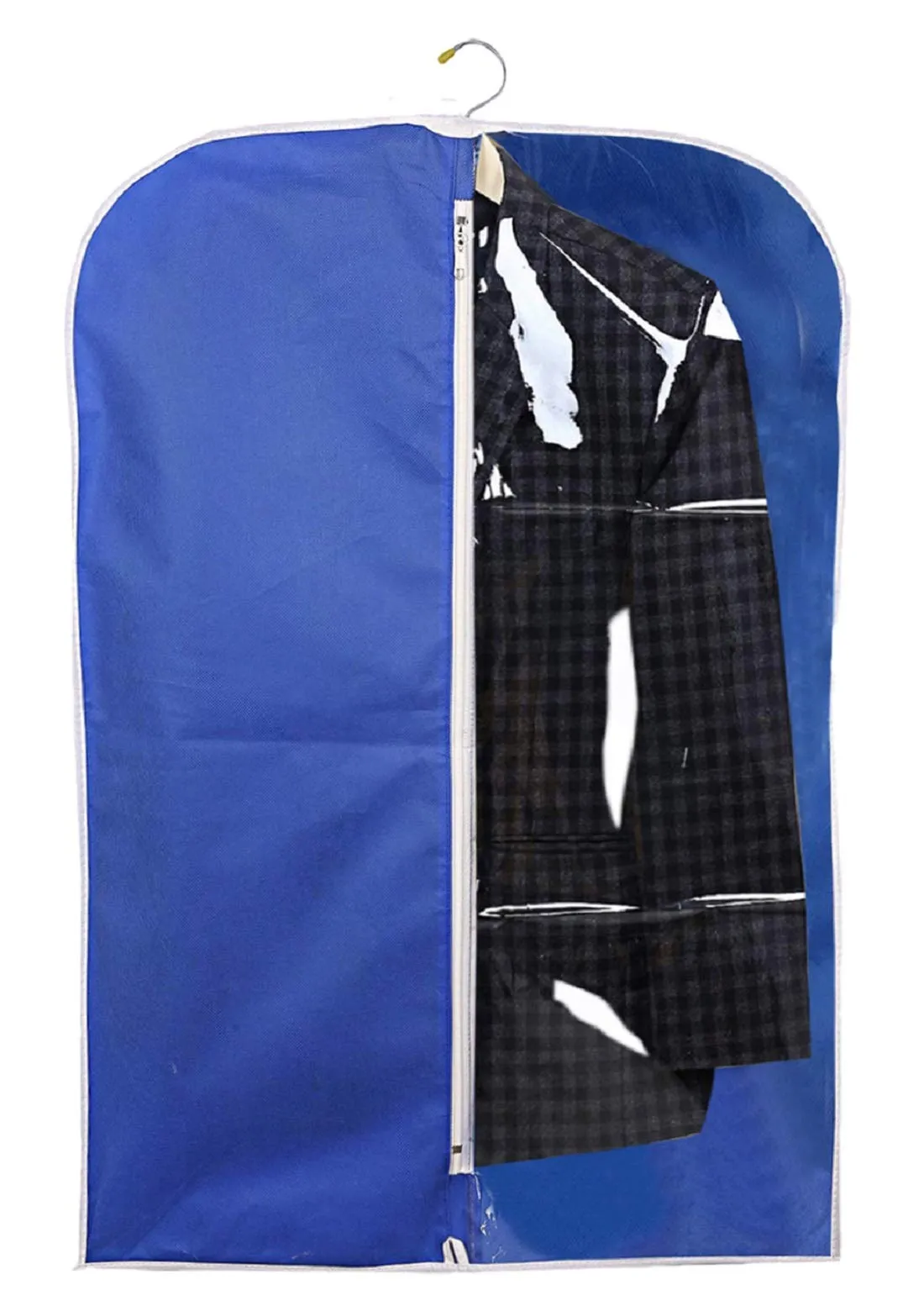 Kuber Industries 4 Pieces Half Transparent Non Woven Men's Coat Blazer Suit Cover (Brown & Royal Blue) -CTKTC41529