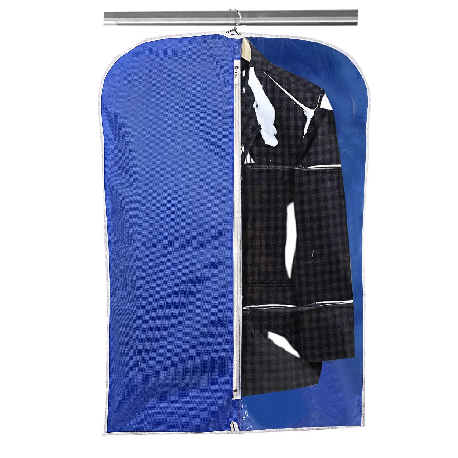 Kuber Industries 4 Pieces Half Transparent Non Woven Men's Coat Blazer Suit Cover (Brown & Royal Blue) -CTKTC41529