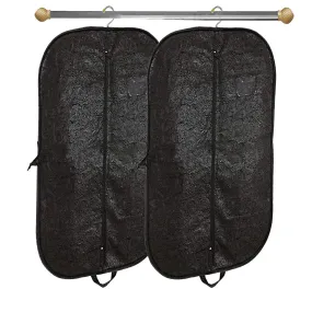 Kuber Industries Embossed Design 2 Pieces Foldable Non Woven Men's Coat Blazer Cover (Black) -CTKTC43460
