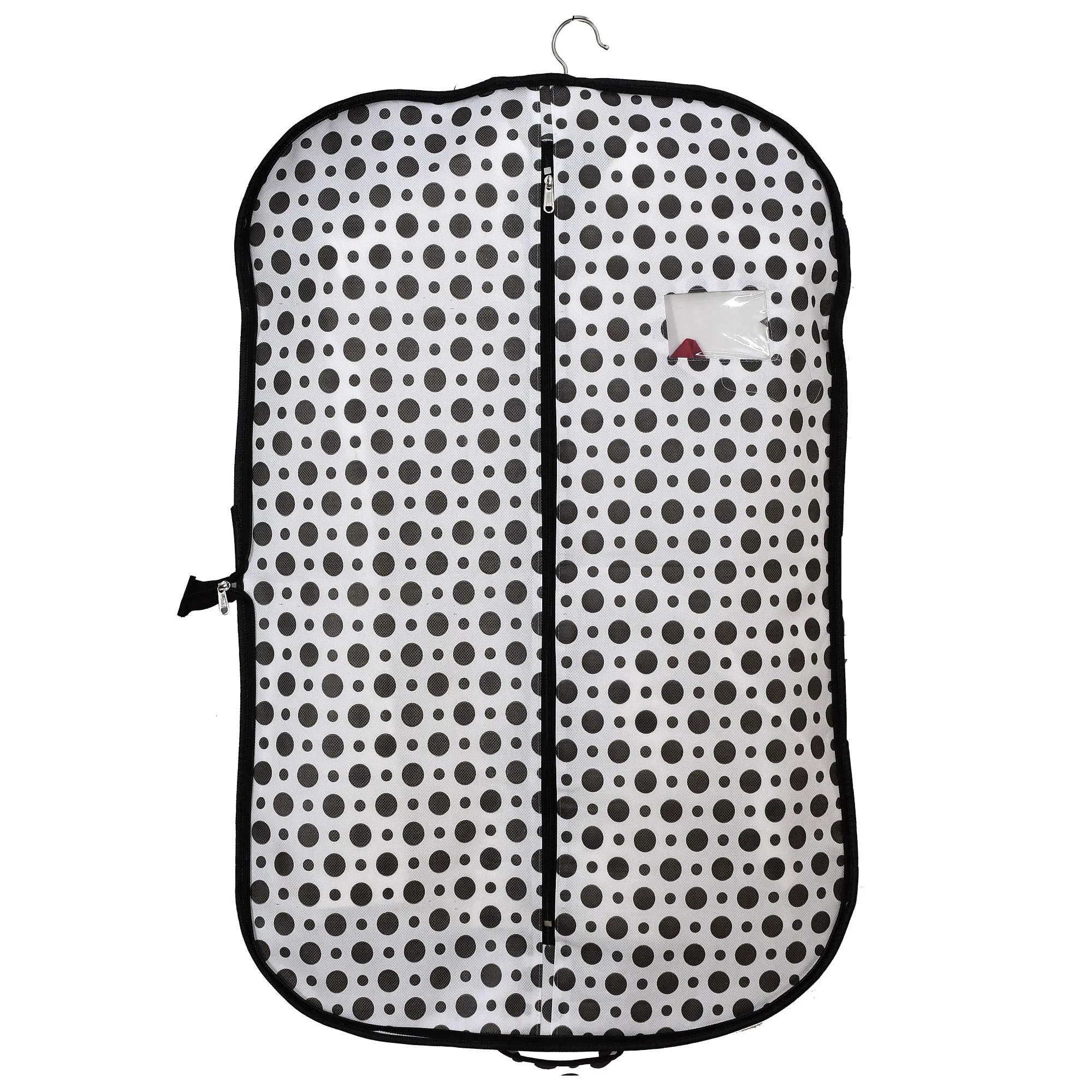 Kuber Industries Polka Dots Printed 12 Pieces Foldable Non Woven Men's Coat Blazer Cover (Black & White)-KUBMART905