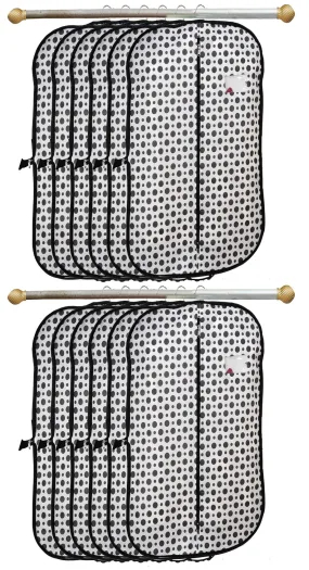 Kuber Industries Polka Dots Printed 12 Pieces Foldable Non Woven Men's Coat Blazer Cover (Black & White)-KUBMART905