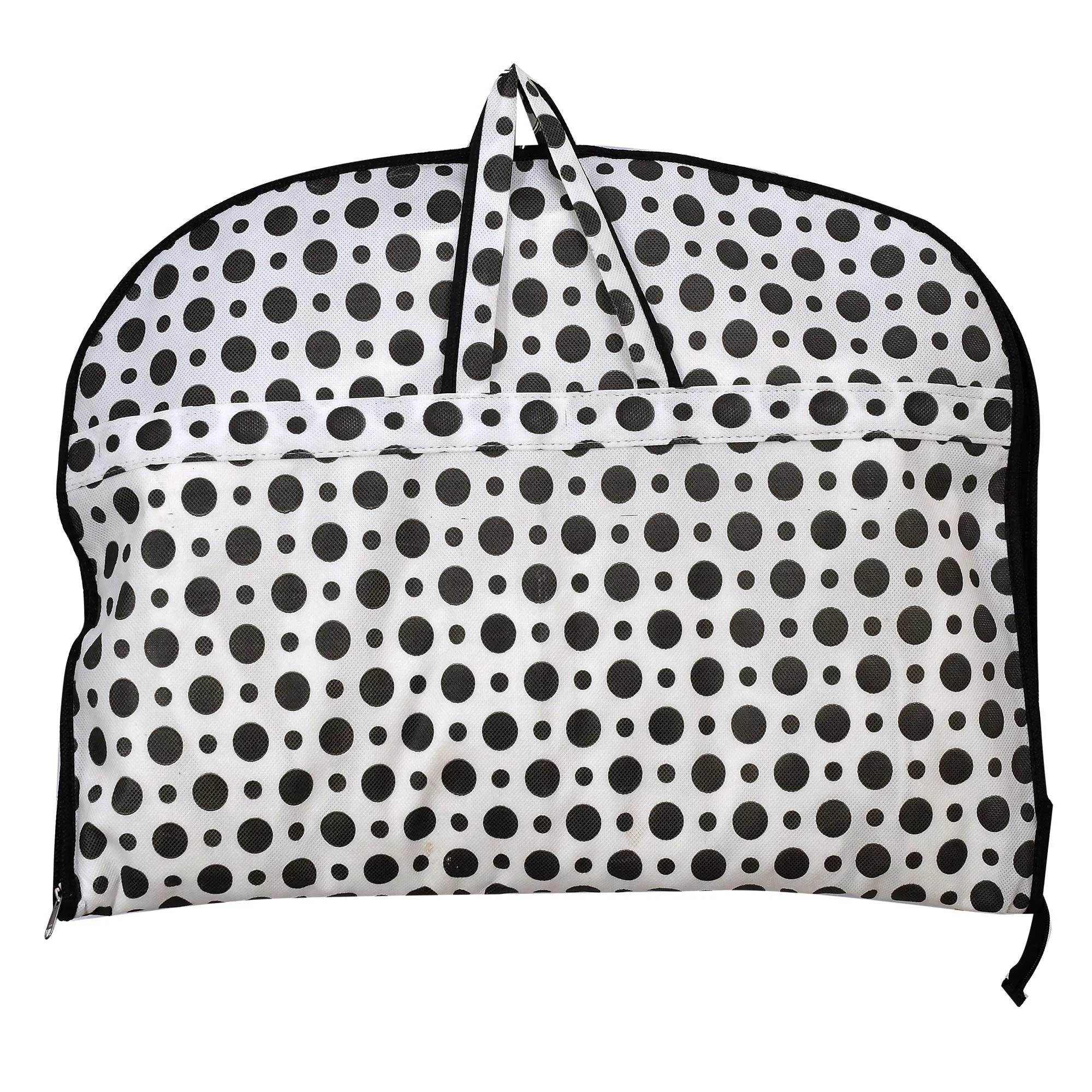 Kuber Industries Polka Dots Printed 12 Pieces Foldable Non Woven Men's Coat Blazer Cover (Black & White)-KUBMART905