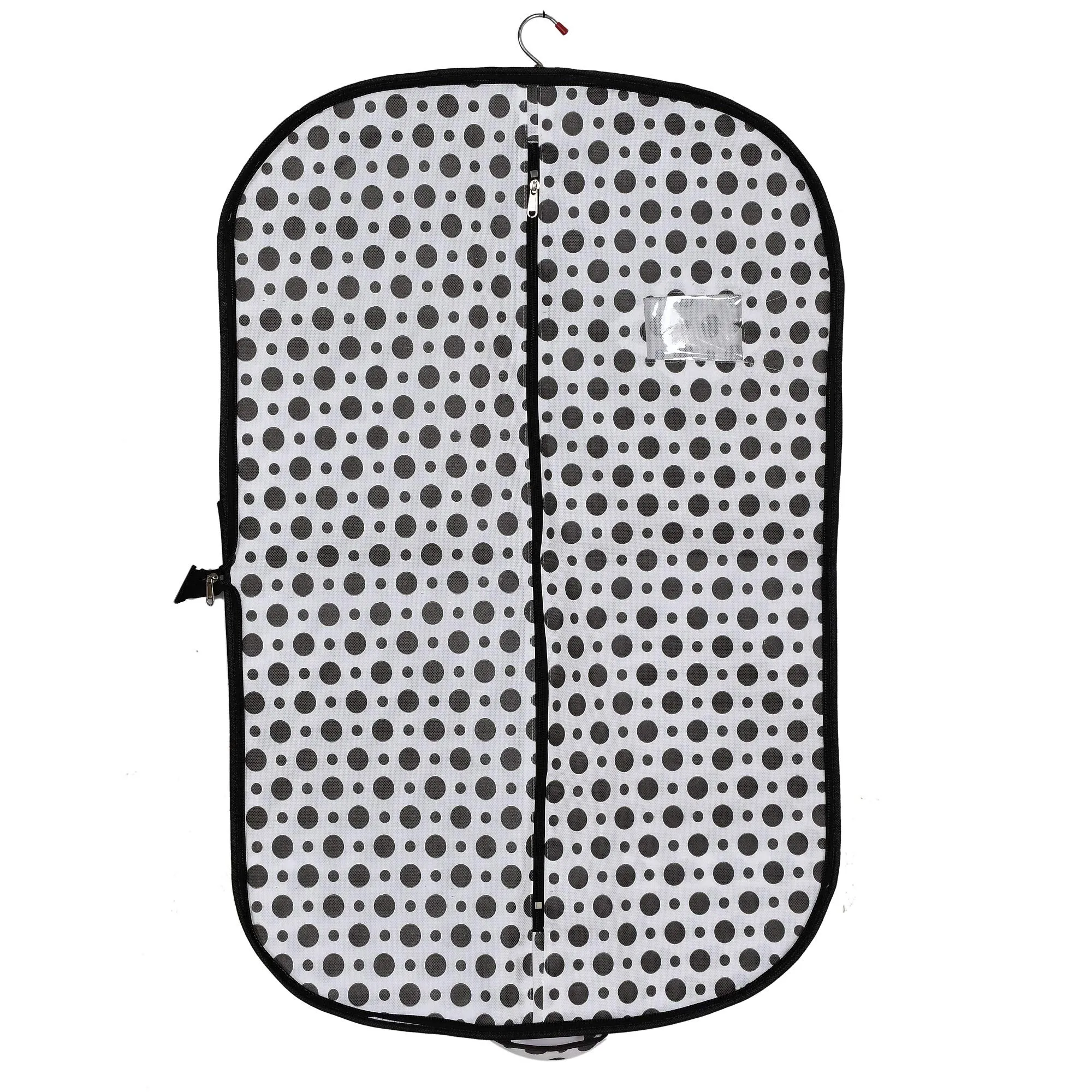 Kuber Industries Polka Dots Printed 12 Pieces Foldable Non Woven Men's Coat Blazer Cover (Black & White)-KUBMART905