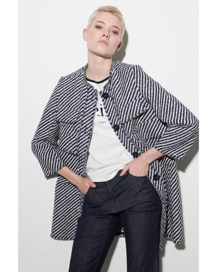 Luisa Cerano Two Tone Tweed Coat
