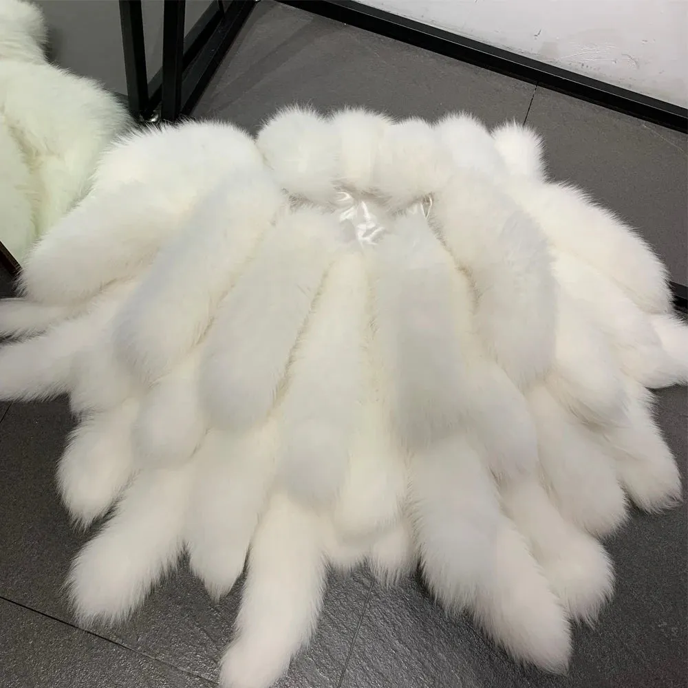 Luxury Women's Real Fox Fur Shoulder Shawl