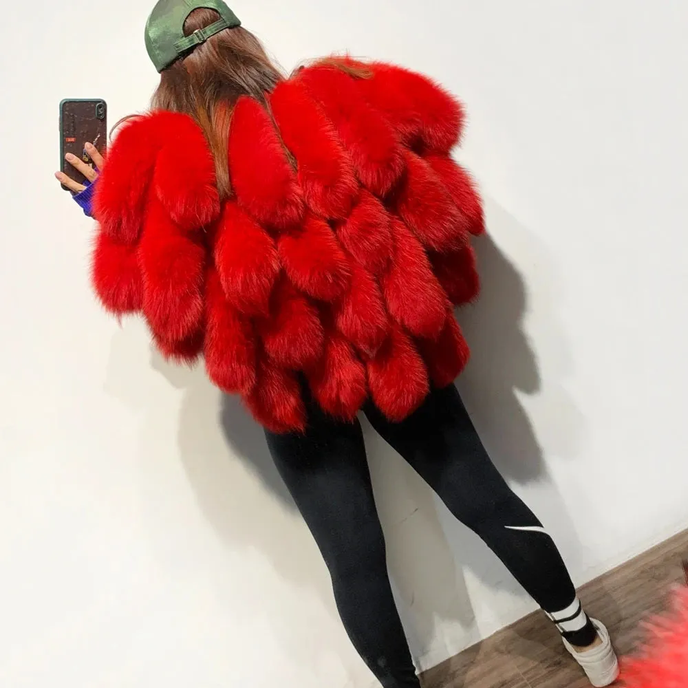 Luxury Women's Real Fox Fur Shoulder Shawl