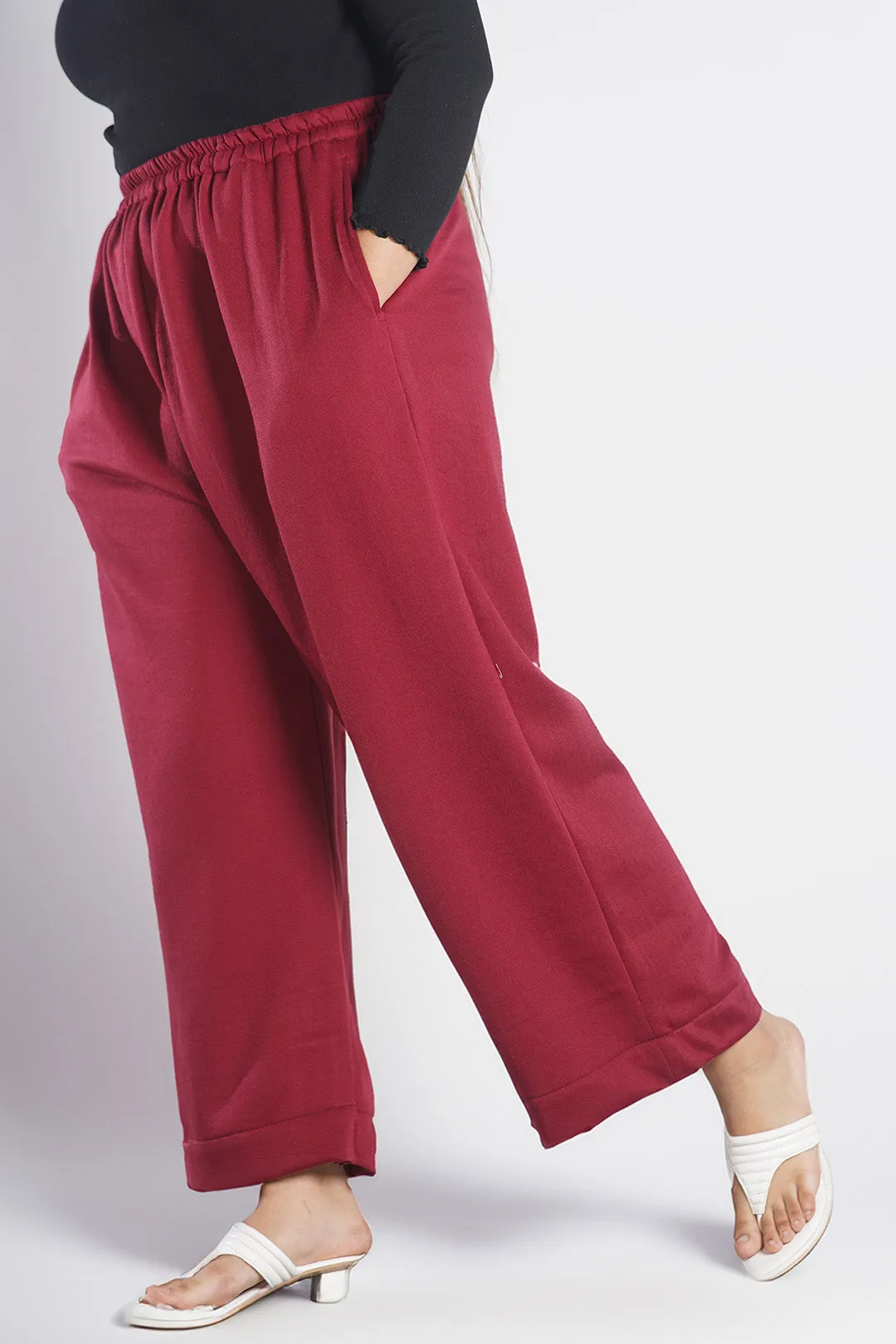 Maroon Fleece Palazzo