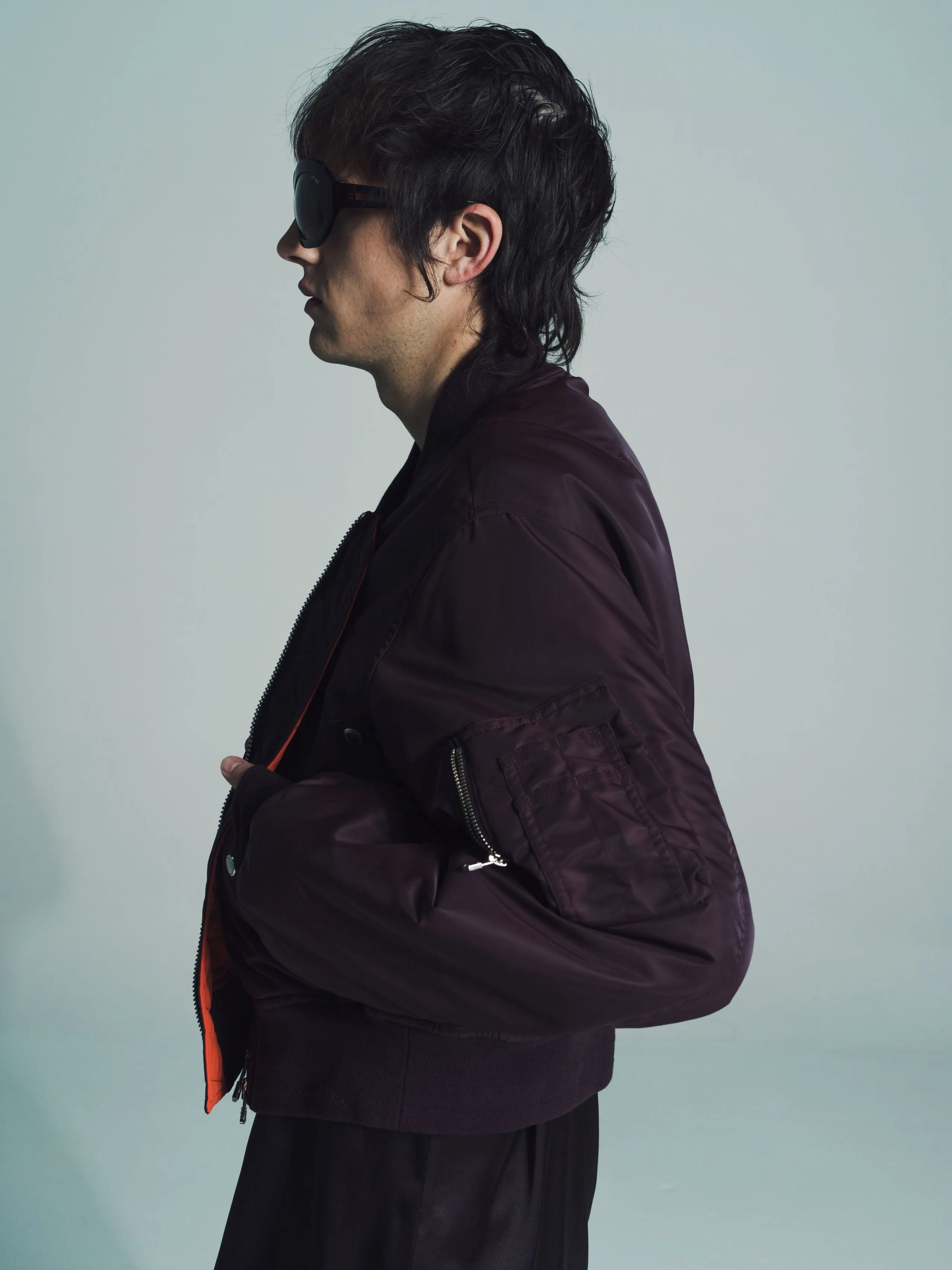 Maroon Two-Way Cropped Bomber Jacket