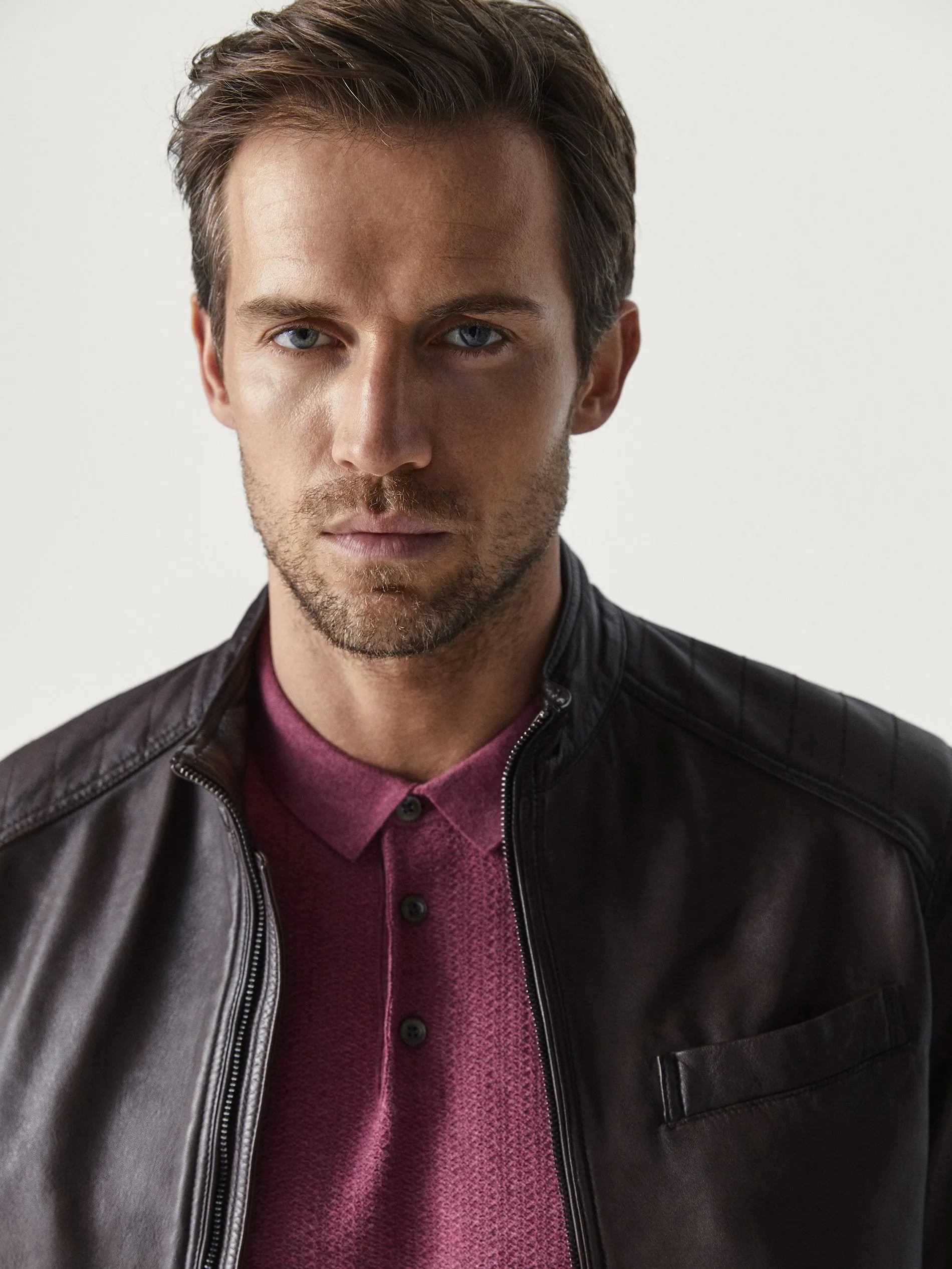 Massimo Dutti Polo-style Solo Style Textured Weave Mens Sweater