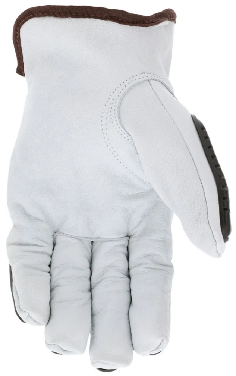 MCR Safety 36136HP Grain Goatskin Leather with Hypermax Liner, Drivers Cut Resistant Work Gloves, White, Box of 12 Pairs