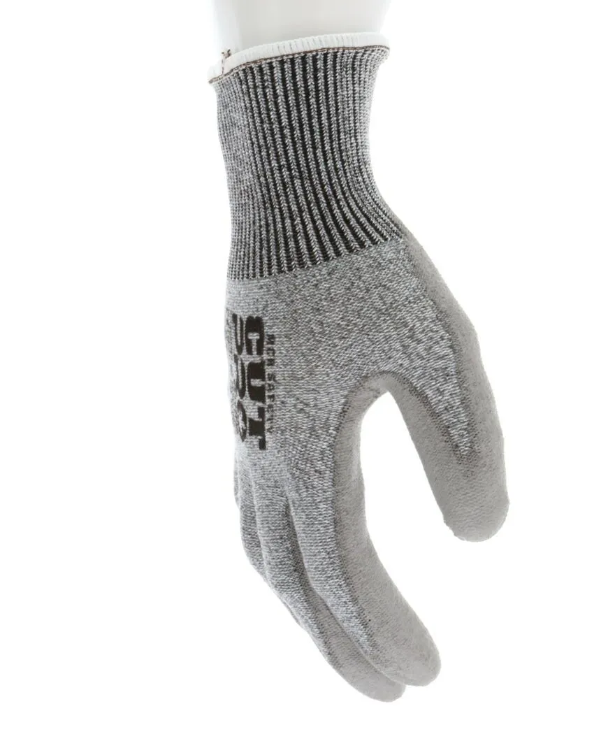 MCR Safety Cut Pro 92752 ANSI Cut Level A3 Polyurethane Coated Palm and Fingertips Work Gloves, Gray, Box of 12 Pairs