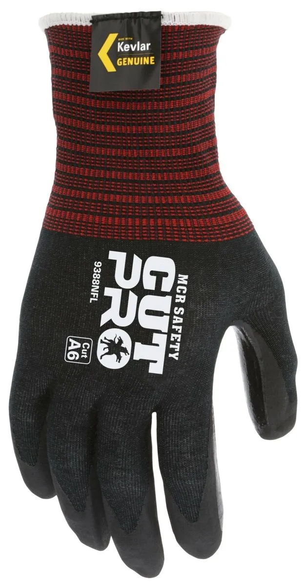 MCR Safety Cut Pro 9388NF 18 Gauge Shell Cut Resistant Work Gloves, Black, Box of 12 Pairs