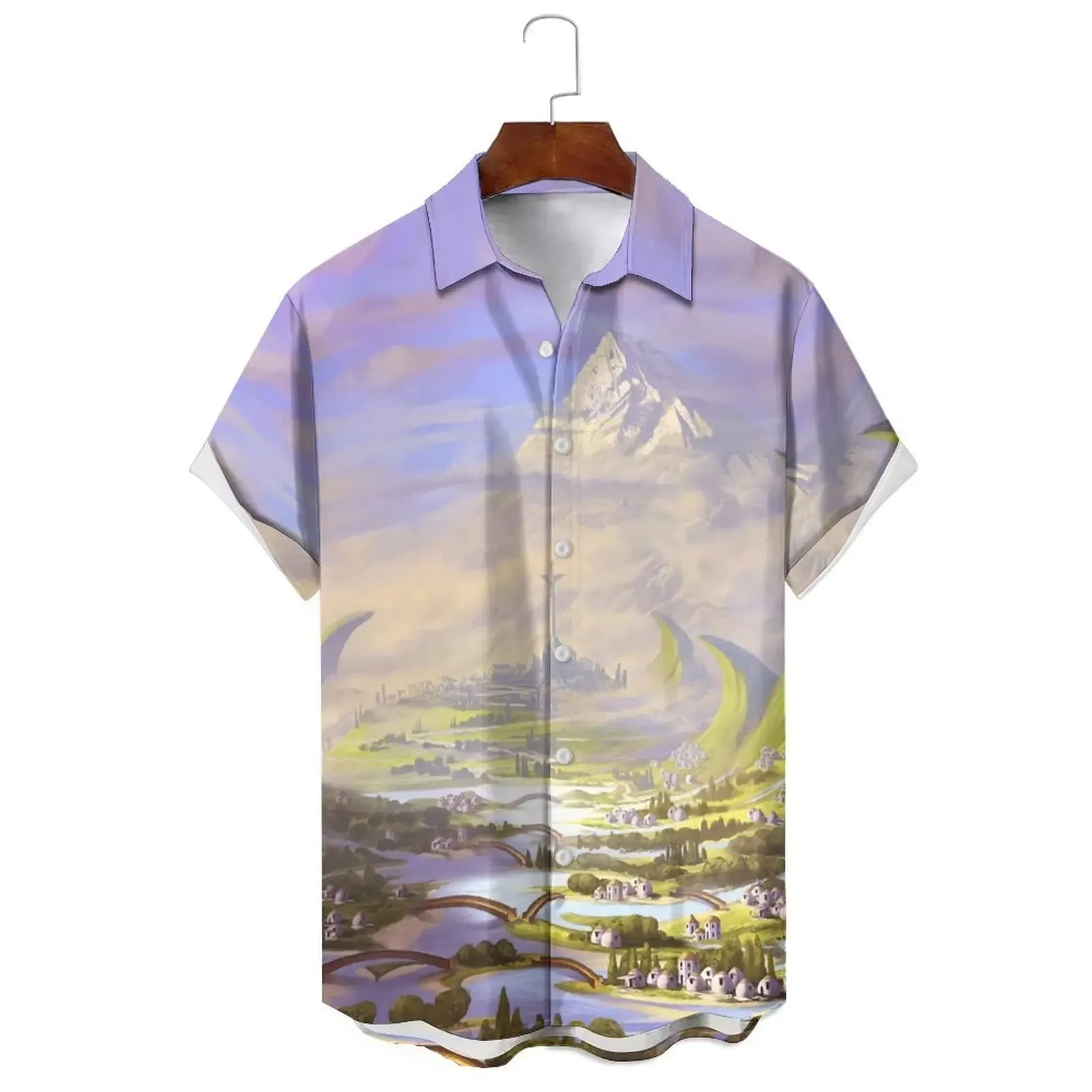 Men's Cartoon City Print T-Shirt - Comfortable Loose Fit
