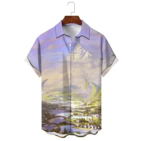 Men's Cartoon City Print T-Shirt - Comfortable Loose Fit