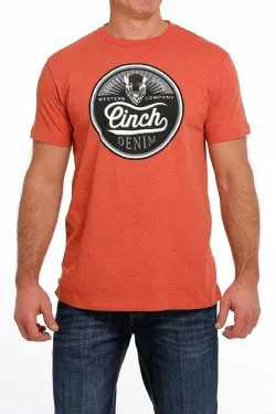 MEN'S CINCH DENIM TEE - HEATHER ORANGE