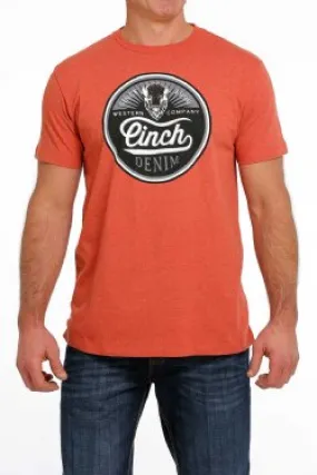 MEN'S CINCH DENIM TEE - HEATHER ORANGE
