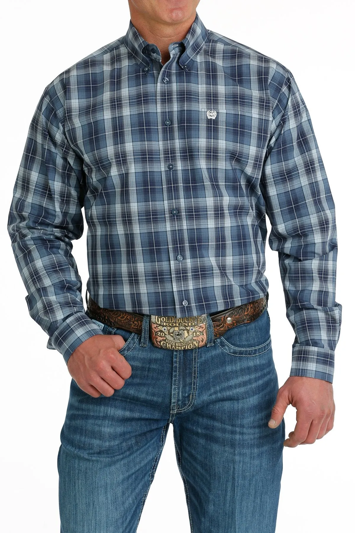 Men's Cinch Plaid Button Down Western Shirt - MTW1105694