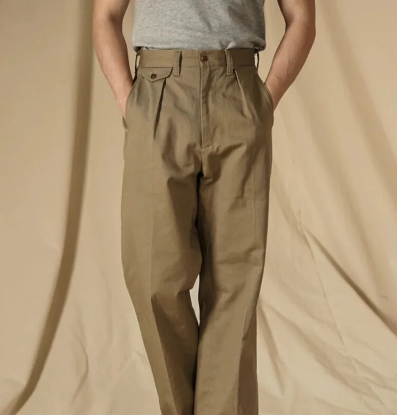 Men's High-waisted Cargo Pants - Loose Straight Military Trousers