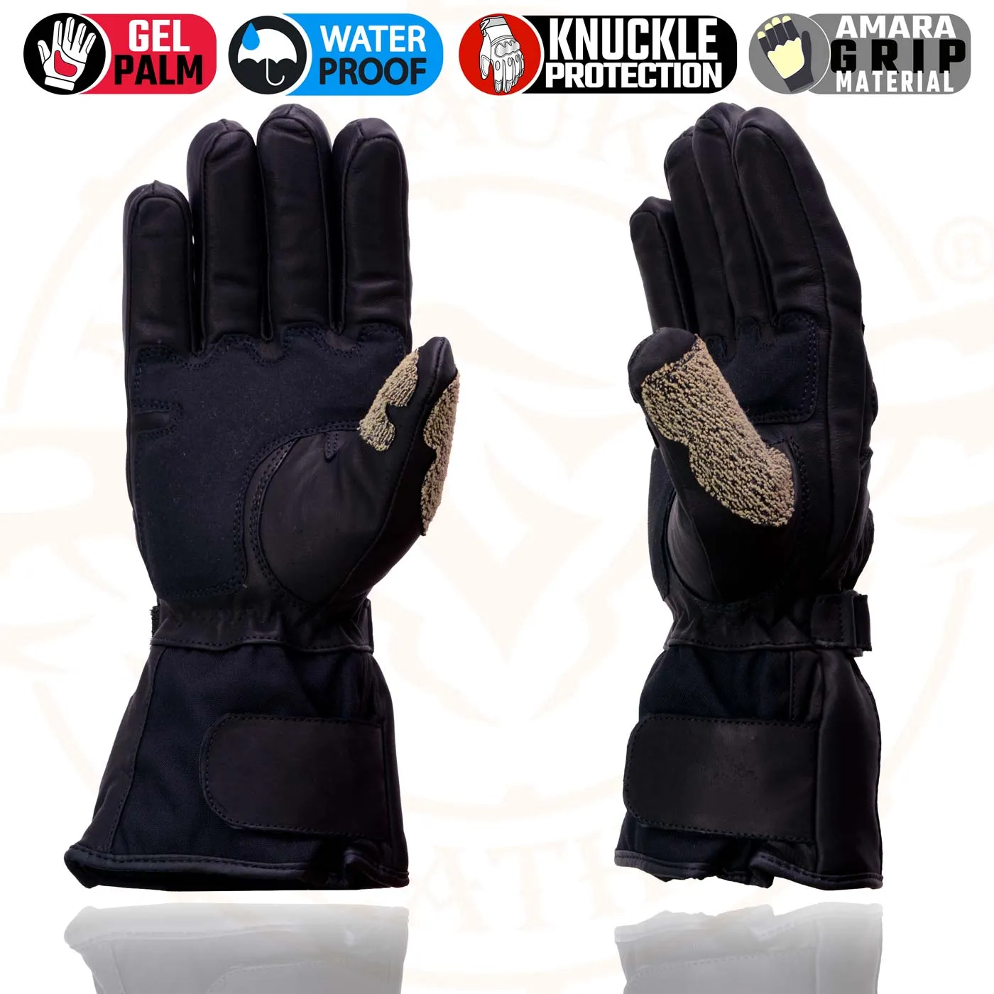 Milwaukee Leather SH814 Men's Black Leather Waterproof Gauntlet