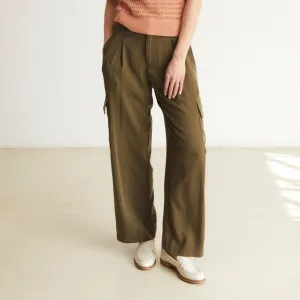 Mogambo Cargo Fluid Viscose Pants in Khaki