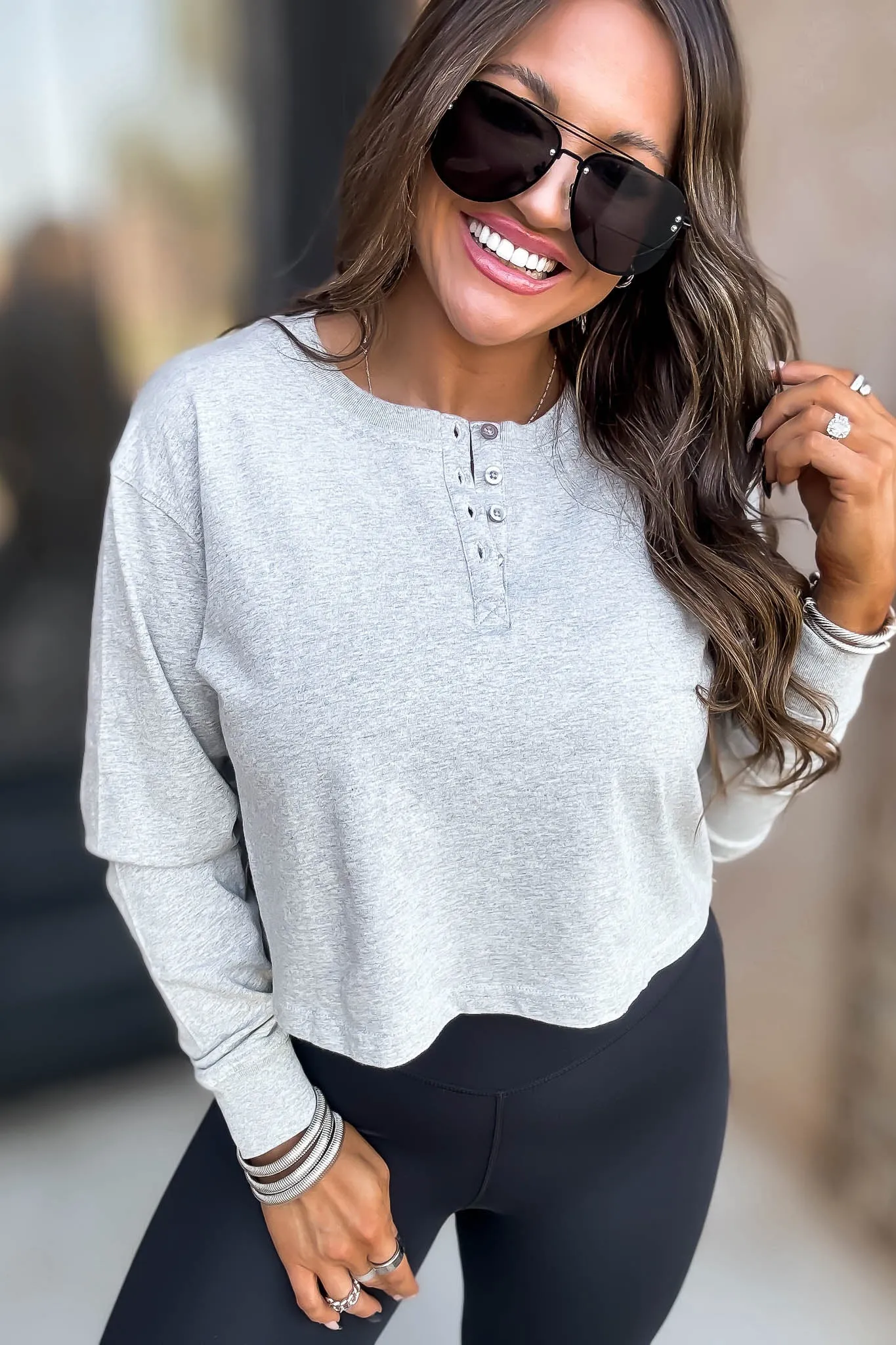 Mono B Organic Heather Grey Top