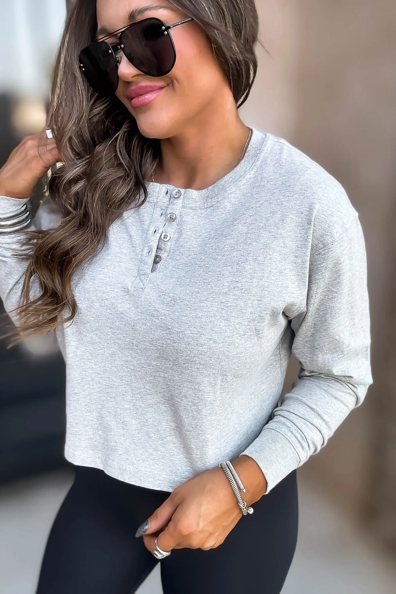 Mono B Organic Heather Grey Top