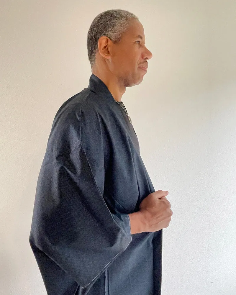 Mount Fuji, Eagle, Pine Tree, and Egg Plant Oshima Tsumugi Haori Kimono Jacket