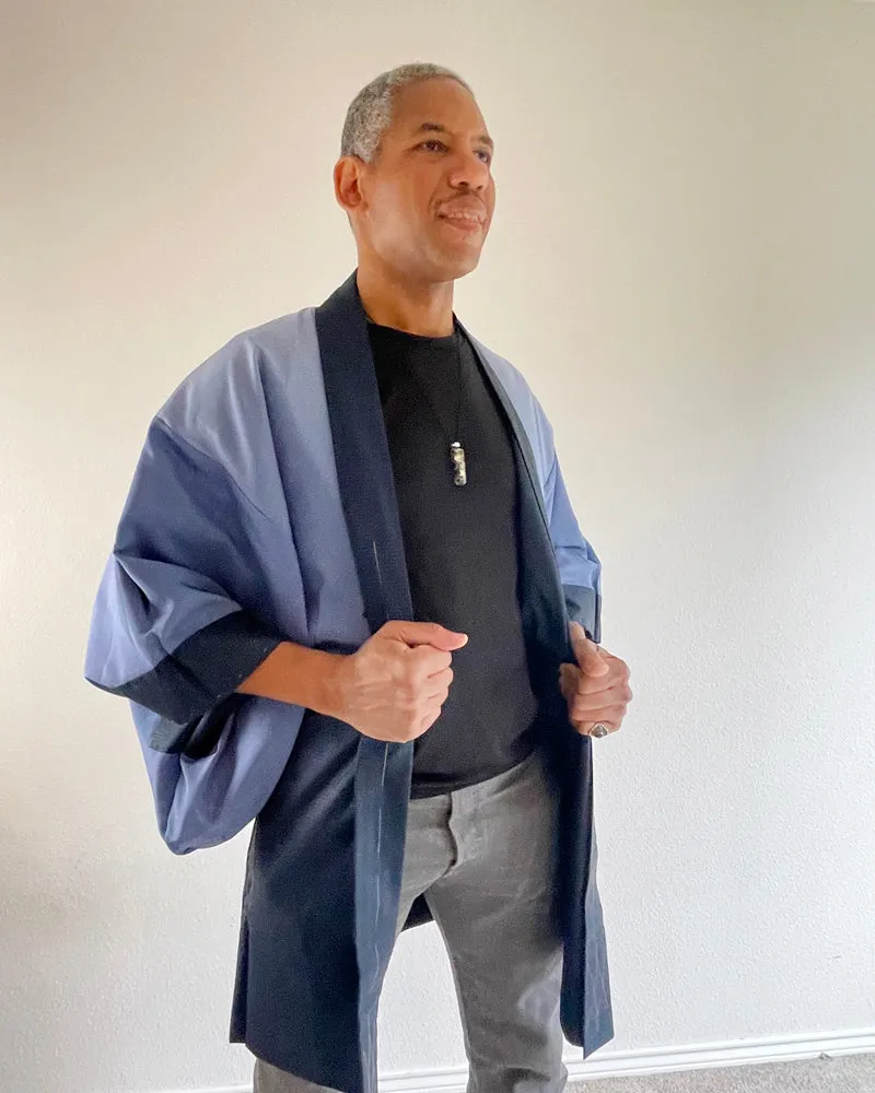 Mount Fuji, Eagle, Pine Tree, and Egg Plant Oshima Tsumugi Haori Kimono Jacket