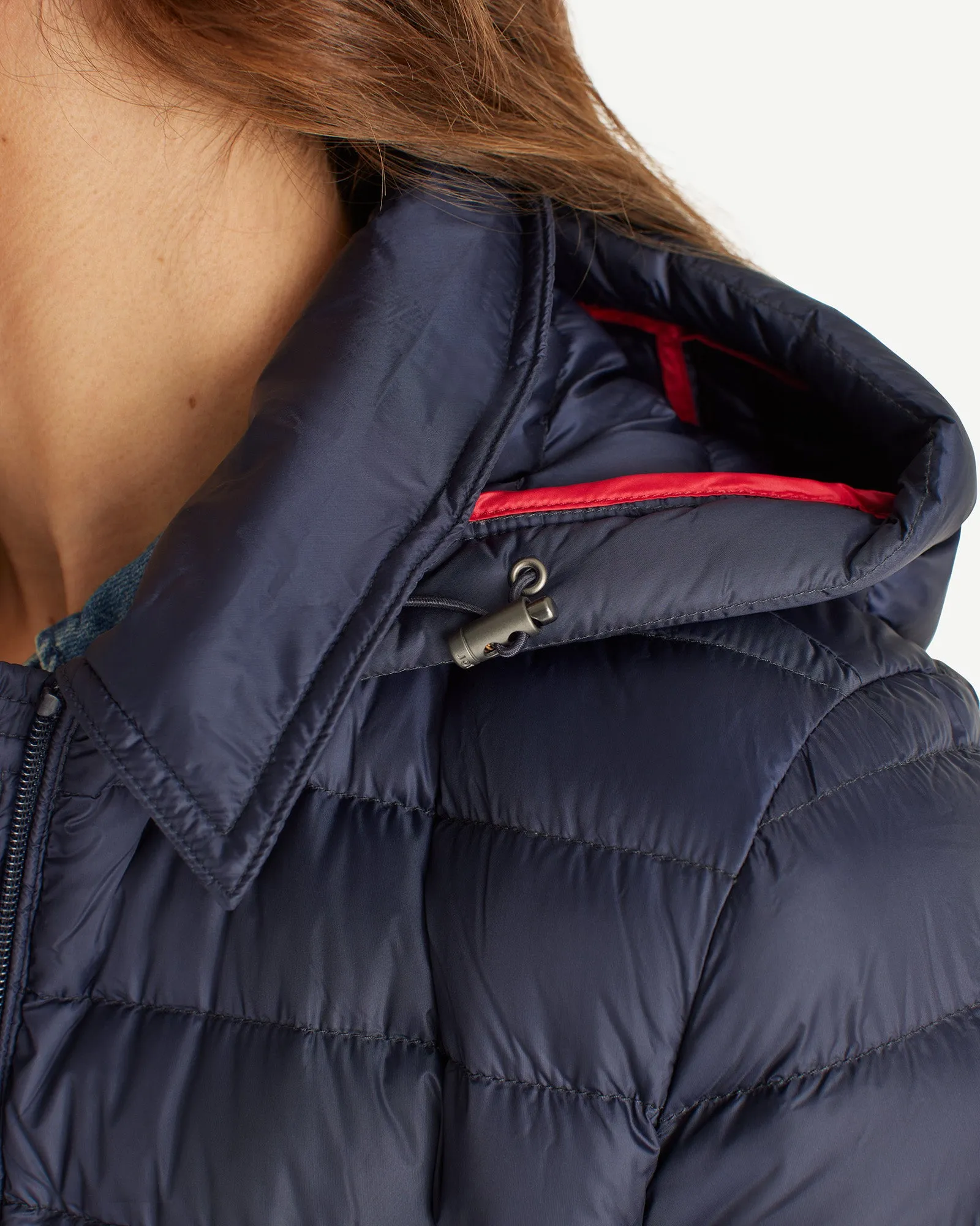 Navy Vero long hooded puffer jacket