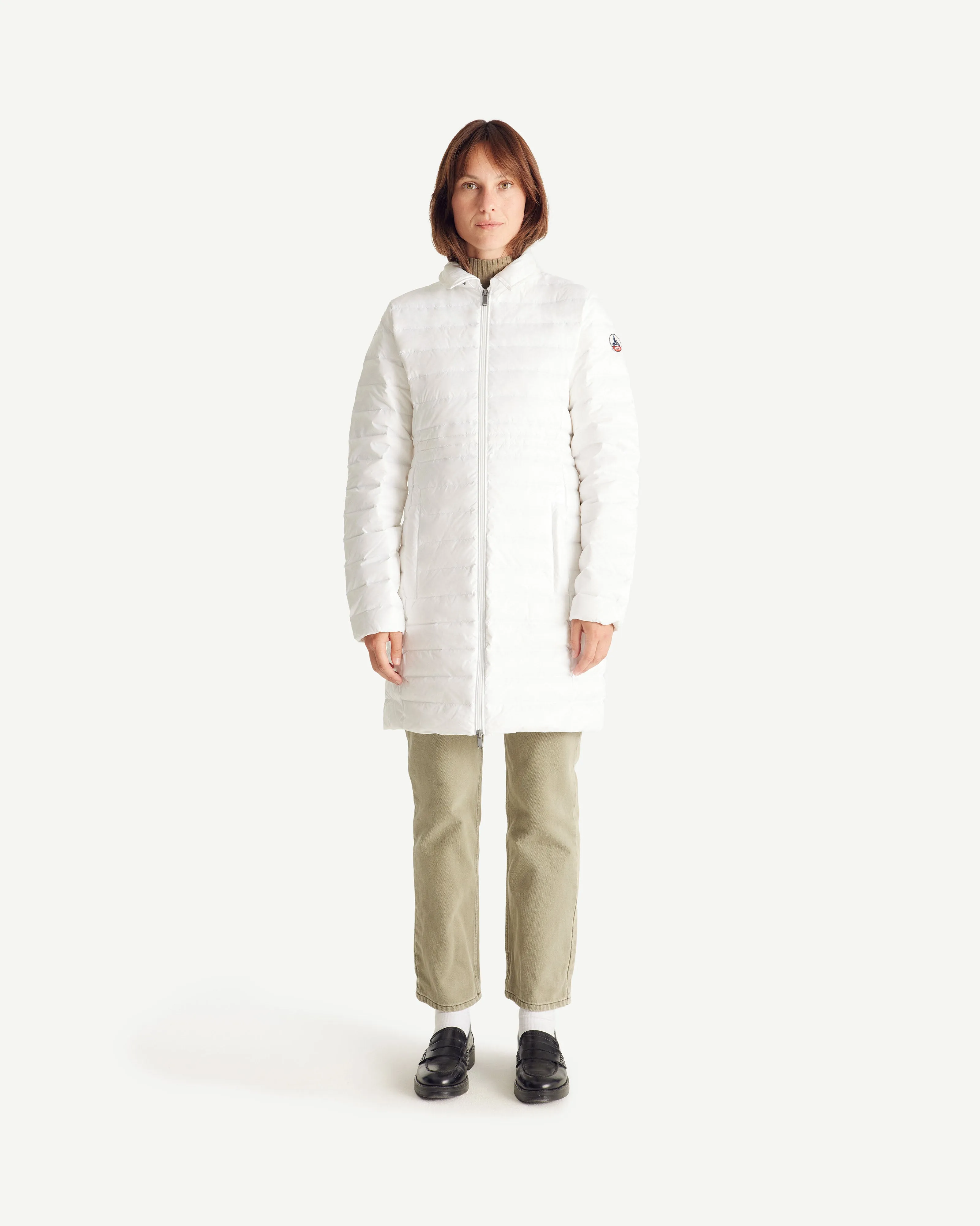 Navy Vero long hooded puffer jacket