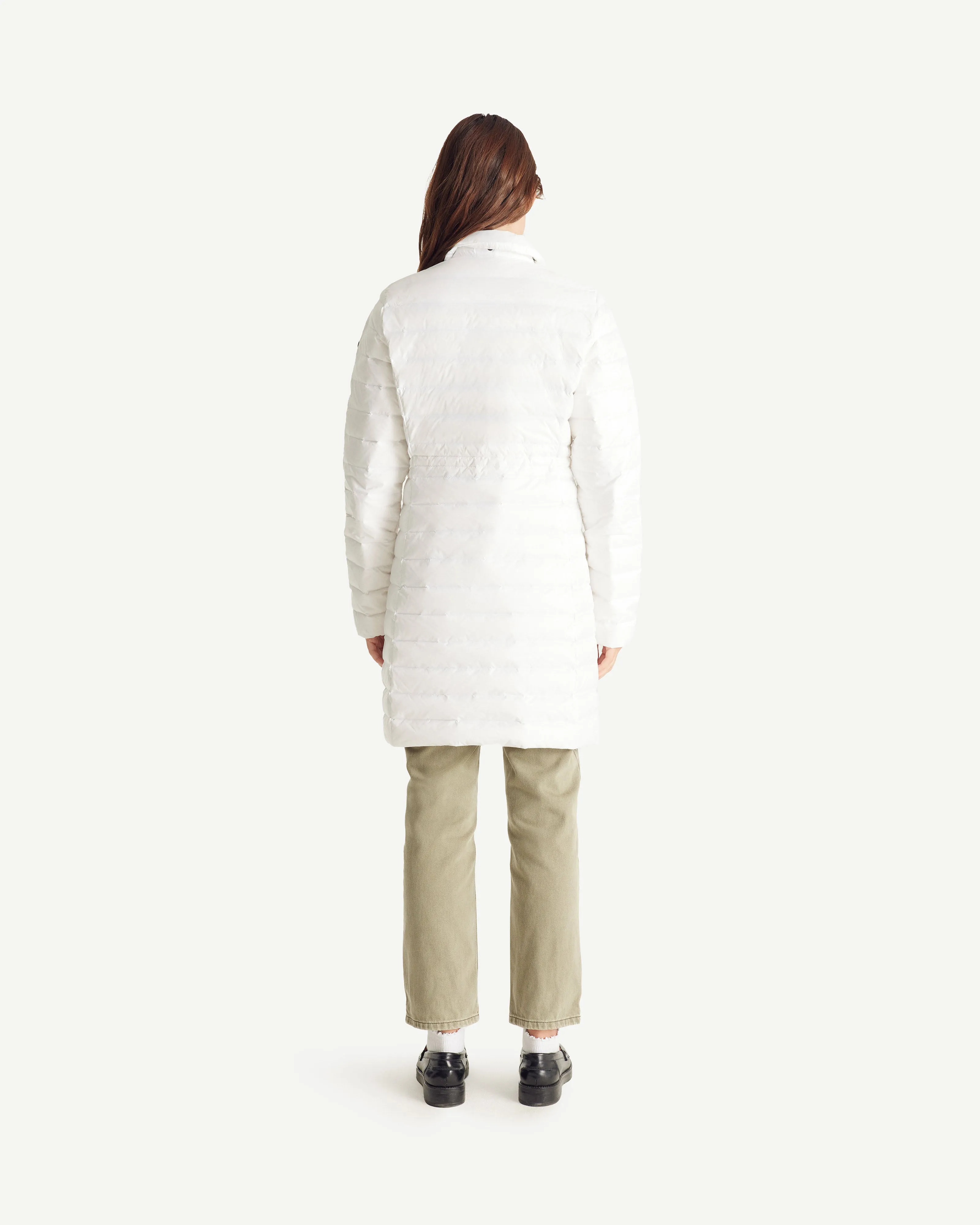 Navy Vero long hooded puffer jacket